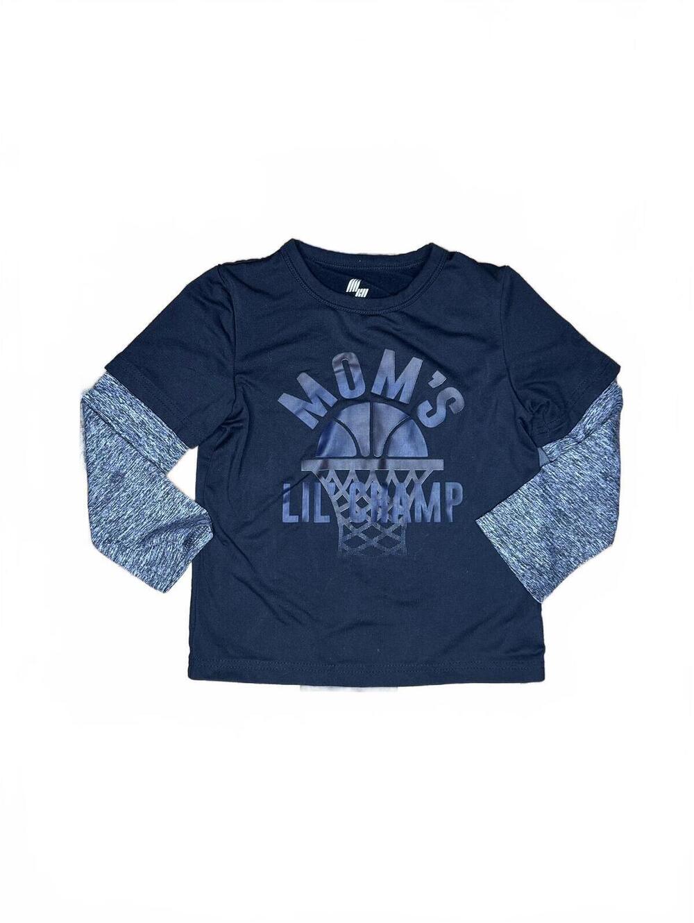Place Sport Boys' "Mom's Lil' Champ" Long Sleeve Graphic Tee 3T Navy Blue